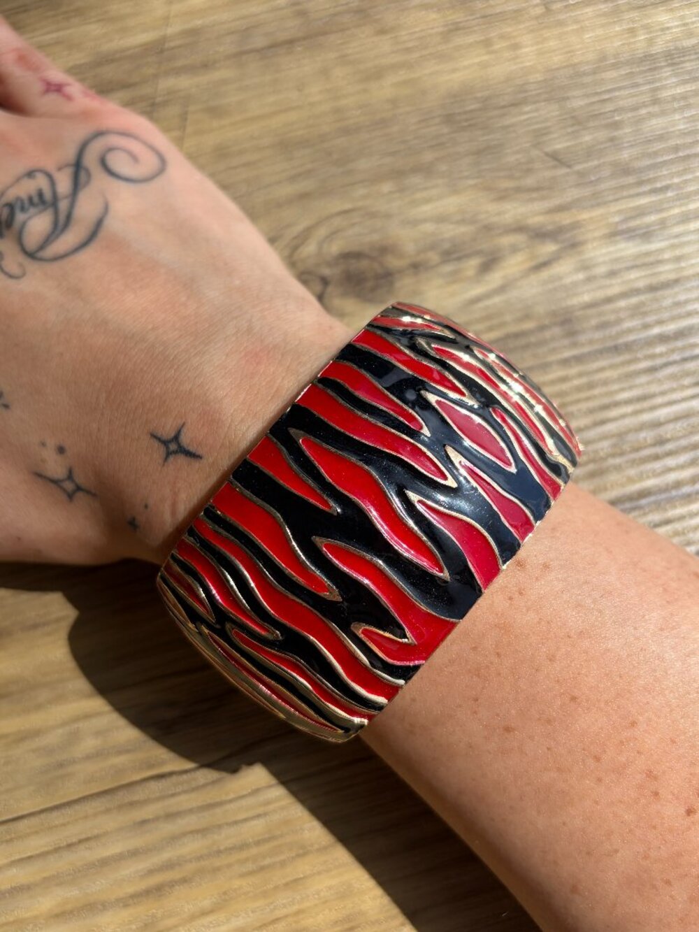 black red and gold chunky bangle perfect for standing out and on vacation OS